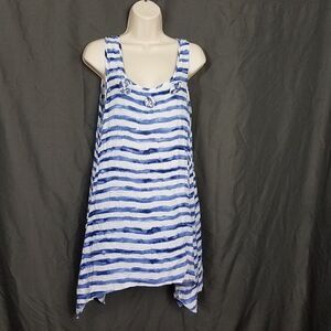 Monroe And Maine L Blue White Stripe Pull On Share Bite Tunic Dress Size Large